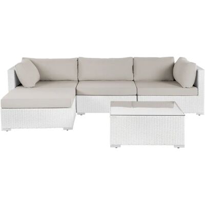 Beliani - Ensemble de Salon de Jardin avec Table - Ratan Synthétique Blanc - Publicité Beliani - Ensemble de Salon de Jardin avec Table - Ratan Synthétique Blanc - Publicité