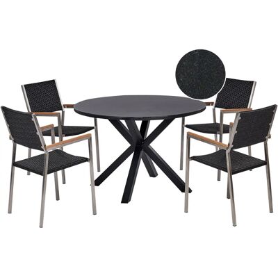 Beliani Puutarharyhmä - Moderni Musta Alumiini & Rattan 4 Osaa Beliani Puutarharyhmä - Moderni Musta Alumiini & Rattan 4 Osaa