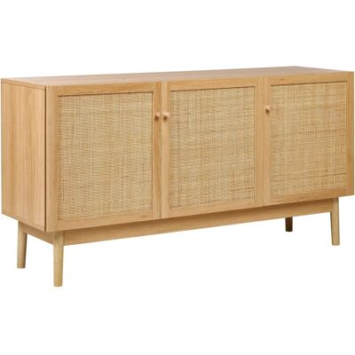 Aparador Beliani Nivo - Madera Clara 3 Puertas Estilo Boho Aparador Beliani Nivo - Madera Clara 3 Puertas Estilo Boho
