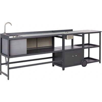Beliani - Modernes Gartengrillset mit Spüle & Wagen Beliani - Modernes Gartengrillset mit Spüle & Wagen