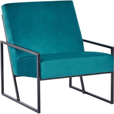 Beliani Delary Samtarmlehnstuhl - Modern Grünglas Blau Beliani Delary Samtarmlehnstuhl - Modern Grünglas Blau