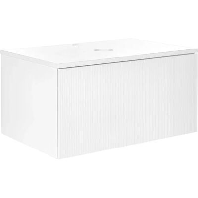 Beliani Alzira Armoire de bain murale blanche avec tiroir - Publicité Beliani Alzira Armoire de bain murale blanche avec tiroir - Publicité