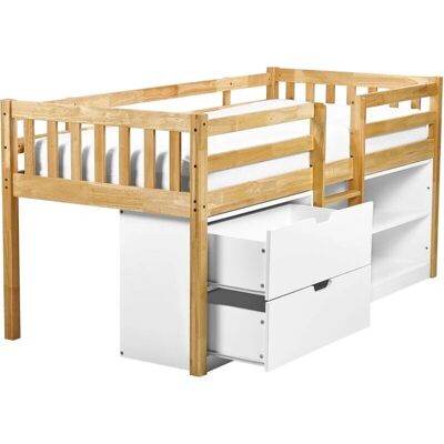 Lit Susville de BELIANI avec Rangement - Enfant Bois Moderne - Publicité Lit Susville de BELIANI avec Rangement - Enfant Bois Moderne - Publicité