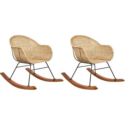 Beliani Natürlicher Rattan Boho Schaukelstühle - Innen/Außen Beliani Natürlicher Rattan Boho Schaukelstühle - Innen/Außen