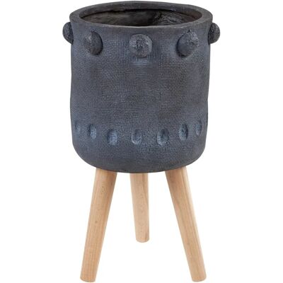 Beliani Pflanzkübel Brunnera - Industrielle Blumentopf mit Holzstütze Beliani Pflanzkübel Brunnera - Industrielle Blumentopf mit Holzstütze