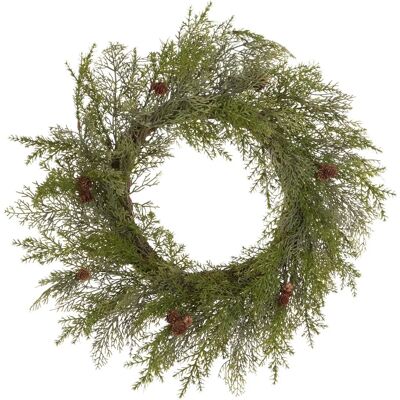 Couronne de Noël Beliani avec Pignes 70cm Vert Décoration Rustique - Publicité Couronne de Noël Beliani avec Pignes 70cm Vert Décoration Rustique - Publicité