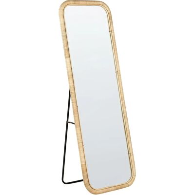 Beliani Malange Rattan Floor Mirror - Boho Style Natural Finish Beliani Malange Rattan Floor Mirror - Boho Style Natural Finish