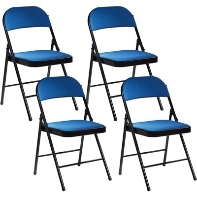 Beliani - Ensemble de 4 Chaises Pliantes - Bleu & Noir - Publicité Beliani - Ensemble de 4 Chaises Pliantes - Bleu & Noir - Publicité