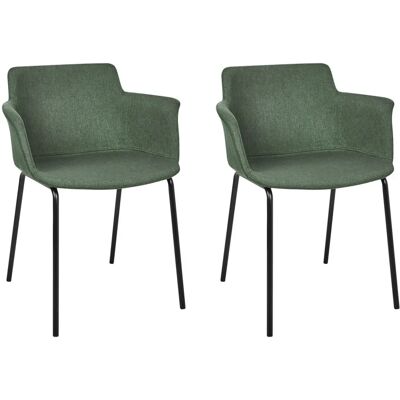 Ensemble de 2 chaises de salle à manger vertes en polyester Beliani - Publicité Ensemble de 2 chaises de salle à manger vertes en polyester Beliani - Publicité