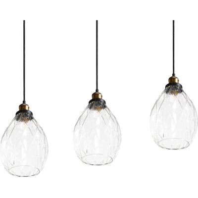 Lámpara Colgante Beliani Coosa - Vidrio y Metal Transparente, 3 Luces Lámpara Colgante Beliani Coosa - Vidrio y Metal Transparente, 3 Luces