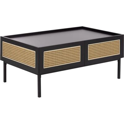 Table basse boho Beliani Cullen avec tiroirs en rotin - Publicité Table basse boho Beliani Cullen avec tiroirs en rotin - Publicité
