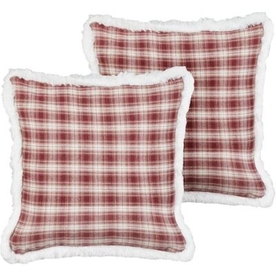 Beliani - Ensemble de 2 coussins de Noël à tartan rouge - Décor - Publicité Beliani - Ensemble de 2 coussins de Noël à tartan rouge - Décor - Publicité