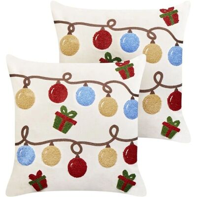 Beliani - Ensemble de coussins de Noël en velours - 45x45cm - Publicité Beliani - Ensemble de coussins de Noël en velours - 45x45cm - Publicité