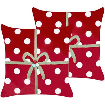 BELIANI Modèle Gumdrop Ensemble de Coussins Velours Rouge - Publicité BELIANI Modèle Gumdrop Ensemble de Coussins Velours Rouge - Publicité