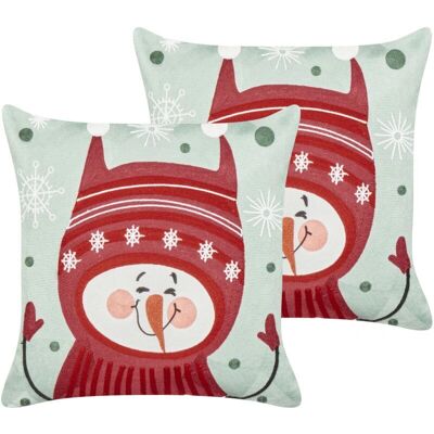 Beliani - Ensemble de 2 coussins en coton de Noël 45x45cm - Broderie enfant - Publicité Beliani - Ensemble de 2 coussins en coton de Noël 45x45cm - Broderie enfant - Publicité