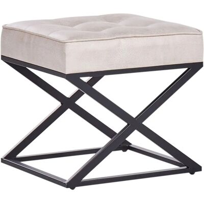 Taburete Retro Beige de Cuero Sintético Beliani Murdo Taburete Retro Beige de Cuero Sintético Beliani Murdo