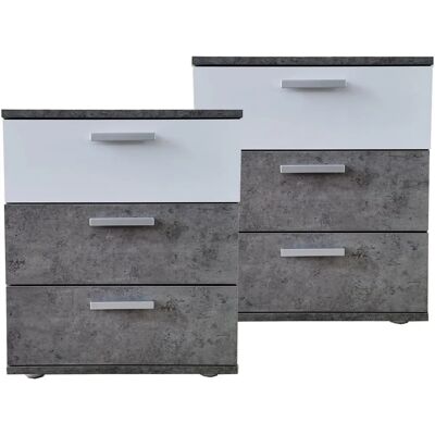 HTI-Living Nina Beton Weiss Nachttisch 2er-Set - Nachtkommode HTI-Living Nina Beton Weiss Nachttisch 2er-Set - Nachtkommode