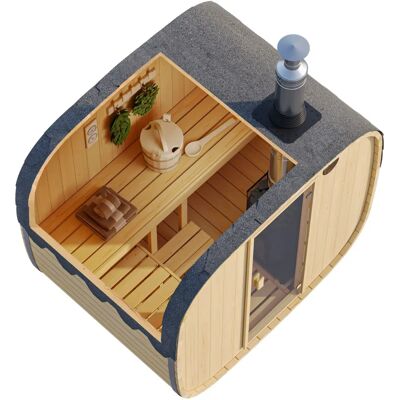 Fjordholz - Quadro - 170 cm - Kit - Fass-Sauna Fjordholz - Quadro - 170 cm - Kit - Fass-Sauna