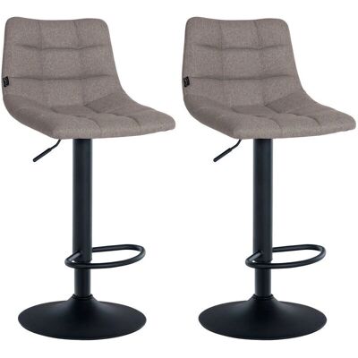 CLP Set aus 2 grauen/schwarzen Stoffbarhockern CLP Set aus 2 grauen/schwarzen Stoffbarhockern