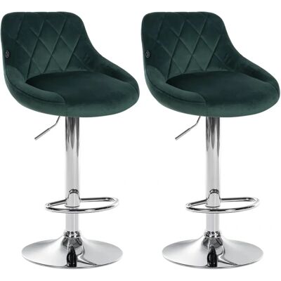 Set di 2 sgabelli Lazio in velluto - Regolabili, Girevoli, Verde Scuro Set di 2 sgabelli Lazio in velluto - Regolabili, Girevoli, Verde Scuro