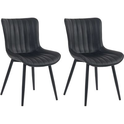 CLP - Juego de 2 sillas de comedor en terciopelo o cuero sintético negro CLP - Juego de 2 sillas de comedor en terciopelo o cuero sintético negro