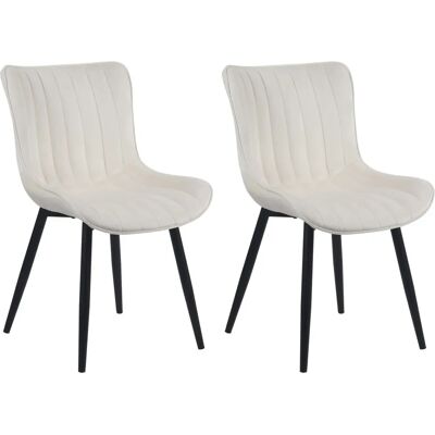 Conjunto de 2 sillas de comedor de terciopelo crema CLP Conjunto de 2 sillas de comedor de terciopelo crema CLP