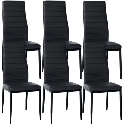 CLP Set aus 6 Schwarze Kunstleder Esszimmerstühle - Esszimmerstühle CLP Set aus 6 Schwarze Kunstleder Esszimmerstühle - Esszimmerstühle