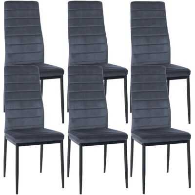 Set de 6 sillas de comedor Mayfair - Terciopelo Gris Claro Set de 6 sillas de comedor Mayfair - Terciopelo Gris Claro