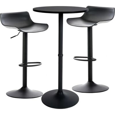 CLP - Modernes Schwarzes Bar-Set mit Verstellbaren Hockern & Runde Tisch CLP - Modernes Schwarzes Bar-Set mit Verstellbaren Hockern & Runde Tisch