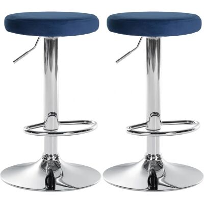CLP Taburete de Bar Azul Terciopelo - Ajustable, Giratorio, Modern CLP Taburete de Bar Azul Terciopelo - Ajustable, Giratorio, Modern