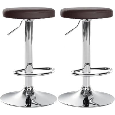 CLP - Juego de 2 taburetes de bar de imitación de cuero marrón - Taburetes CLP - Juego de 2 taburetes de bar de imitación de cuero marrón - Taburetes