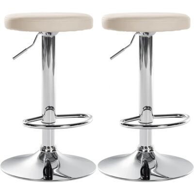 Conjunto de 2 Taburetes de Bar CLP - Cuero sintético crema Conjunto de 2 Taburetes de Bar CLP - Cuero sintético crema