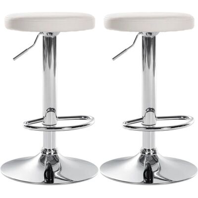 Taburete de Bar Blanco de Cuero Sintético CLP - Ajustable y Giratorio Taburete de Bar Blanco de Cuero Sintético CLP - Ajustable y Giratorio