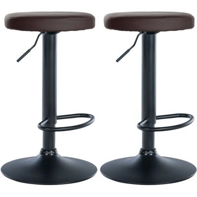 CLP - Juego de 2 taburetes de bar Cuero sintético Marrón Diseño moderno CLP - Juego de 2 taburetes de bar Cuero sintético Marrón Diseño moderno