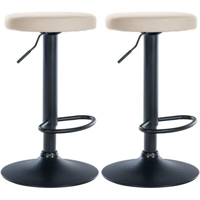 CLP - Juego de 2 Taburetes de Bar Ponte en Cuero Sintético Crema - Muebles de Bar CLP - Juego de 2 Taburetes de Bar Ponte en Cuero Sintético Crema - Muebles de Bar