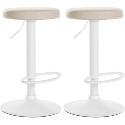 CLP - Conjunto de 2 taburetes de bar Ponte en polipiel Crema - Juego de taburetes CLP - Conjunto de 2 taburetes de bar Ponte en polipiel Crema - Juego de taburetes