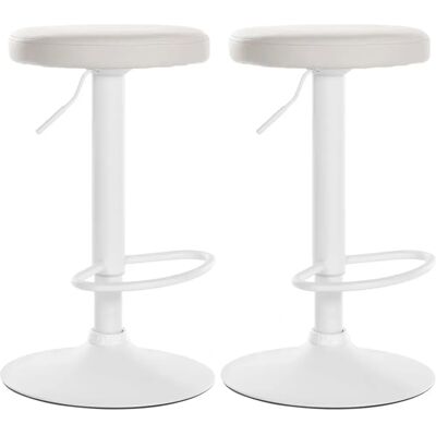 CLP Juego de 2 Taburetes de Bar Blancos - Ajustables y Giratorios CLP Juego de 2 Taburetes de Bar Blancos - Ajustables y Giratorios