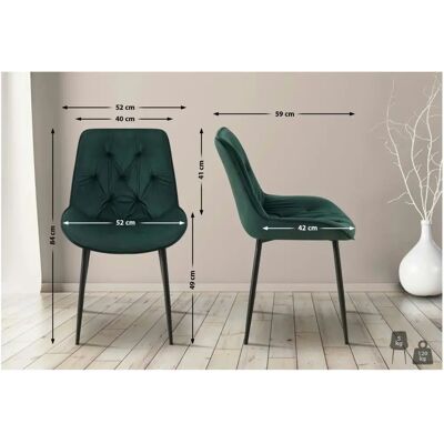 Silla de comedor Wallace de terciopelo verde Silla de comedor Wallace de terciopelo verde