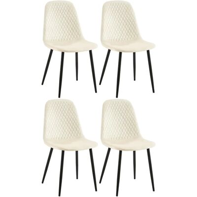 CLP Giverny Set aus 4 Creme Velours Esszimmerstühlen CLP Giverny Set aus 4 Creme Velours Esszimmerstühlen