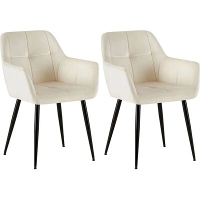 Conjunto de 2 Sillas de Salón Emia en Terciopelo Crema - Diseño Moderno Conjunto de 2 Sillas de Salón Emia en Terciopelo Crema - Diseño Moderno