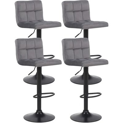 Conjunto de 4 Taburetes de Bar de Terciopelo Gris - Bar stools Conjunto de 4 Taburetes de Bar de Terciopelo Gris - Bar stools