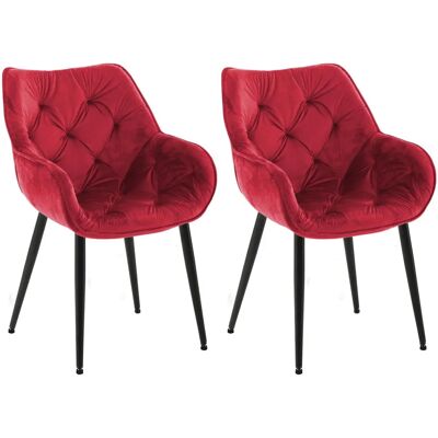 CLP Rote Samt Velours Tanna Esszimmerstühle - Modern & Bequem CLP Rote Samt Velours Tanna Esszimmerstühle - Modern & Bequem