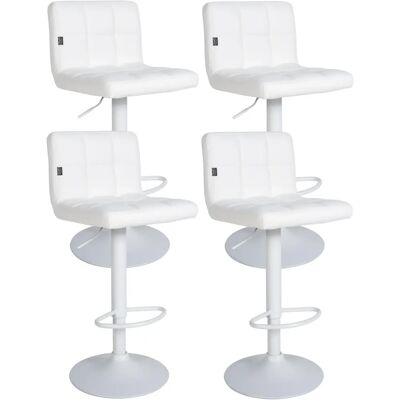 CLP Feni Juego de 4 Taburetes de Bar de Cuero Sintético Blanco CLP Feni Juego de 4 Taburetes de Bar de Cuero Sintético Blanco