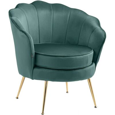 Fauteuil en velours vert Rosita - Mobilier - Publicité Fauteuil en velours vert Rosita - Mobilier - Publicité