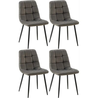 Velours Esstischstühle Set aus 4 - Modernes Design - Anthrazit - Esszimmerstühle Velours Esstischstühle Set aus 4 - Modernes Design - Anthrazit - Esszimmerstühle