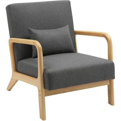 Sillón Hibbing CLP - Tapizado de tela, Respaldo alto, Patas de madera - Muebles Sillón Hibbing CLP - Tapizado de tela, Respaldo alto, Patas de madera - Muebles