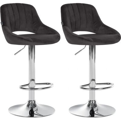 CLP Schwarzes Samtbarhocker-Set - Modernes Metalldesign CLP Schwarzes Samtbarhocker-Set - Modernes Metalldesign