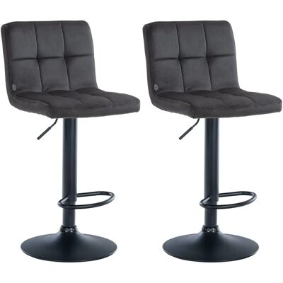 Set de 2 Taburetes de Bar de Terciopelo Negro CLP - Ajustables y Giratorios Set de 2 Taburetes de Bar de Terciopelo Negro CLP - Ajustables y Giratorios