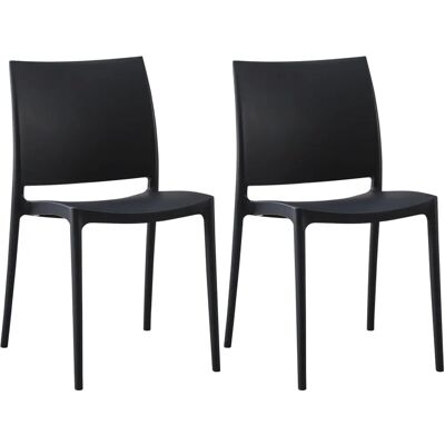 CLP Meton Kunststoffgartenstühle - 2er Set, Schwarz CLP Meton Kunststoffgartenstühle - 2er Set, Schwarz