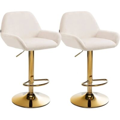 CLP Set aus 2 Samtbarhockern - Creme - Modern & Elegant CLP Set aus 2 Samtbarhockern - Creme - Modern & Elegant